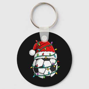 Christmas Soccer Santa Hat Lights Santa Sports Xma Key Ring