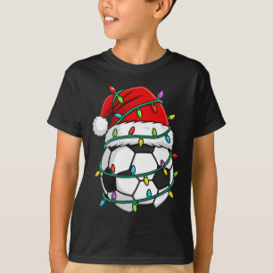 Christmas Soccer Santa Hat Lights Santa Sports Xma T-Shirt
