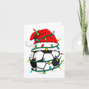 Christmas Soccer Santa Hat Lights Santa Srts Xmas  Card