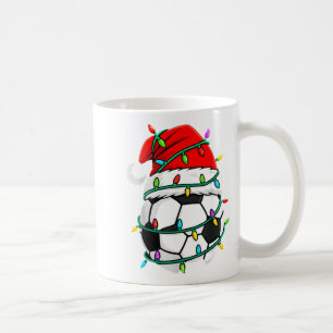 Christmas Soccer Santa Hat Lights Santa Srts Xmas  Coffee Mug