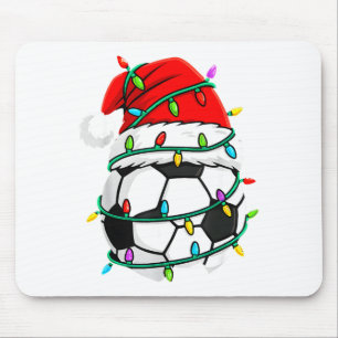 Christmas Soccer Santa Hat Lights Santa Srts Xmas  Mouse Pad