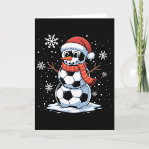 Christmas Soccer Snowman Christmas Women Men Kids Card