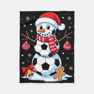 Christmas Soccer Snowman Santa Hat Xmas Pyjamas Me Fleece Blanket