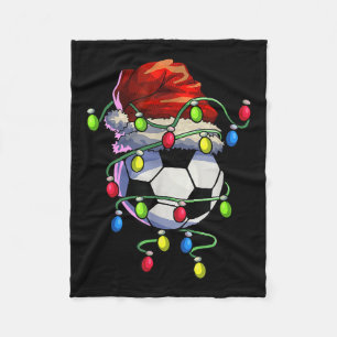 Christmas Soccer Xmas Christmas Tree Lights Soccer Fleece Blanket