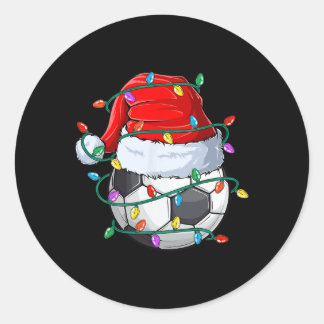 Christmas Soccer Xmas Santa Sports Hat Ll Kids Boy Classic Round Sticker