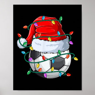 Christmas Soccer Xmas Santa Sports Hat Ll Kids Boy Poster