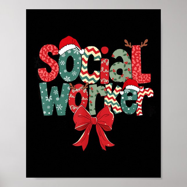 Christmas Social Worker Retro Xmas Tis The Season  Poster (Front)