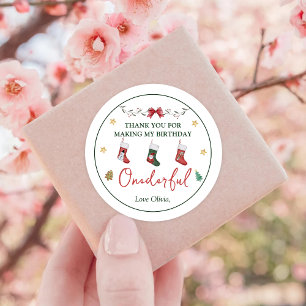 Christmas Sock Birthday Classic Round Sticker