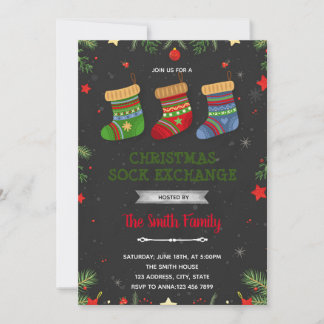 Christmas sock exchange party Invitation