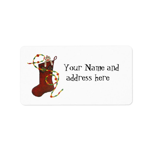 Christmas sock monkey Address Label (Front)
