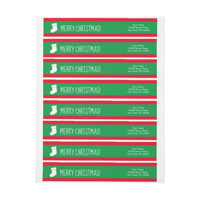 Christmas sock wraparound return address labels (Sheet)