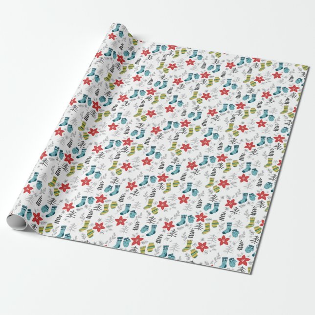 Christmas Sock Wrapping Paper (Unrolled)