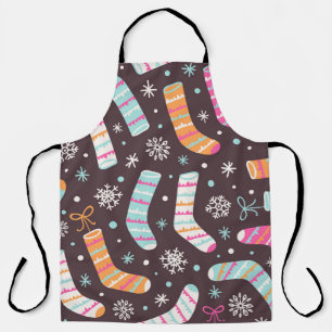 Christmas socks and snowflakes: vintage pattern apron