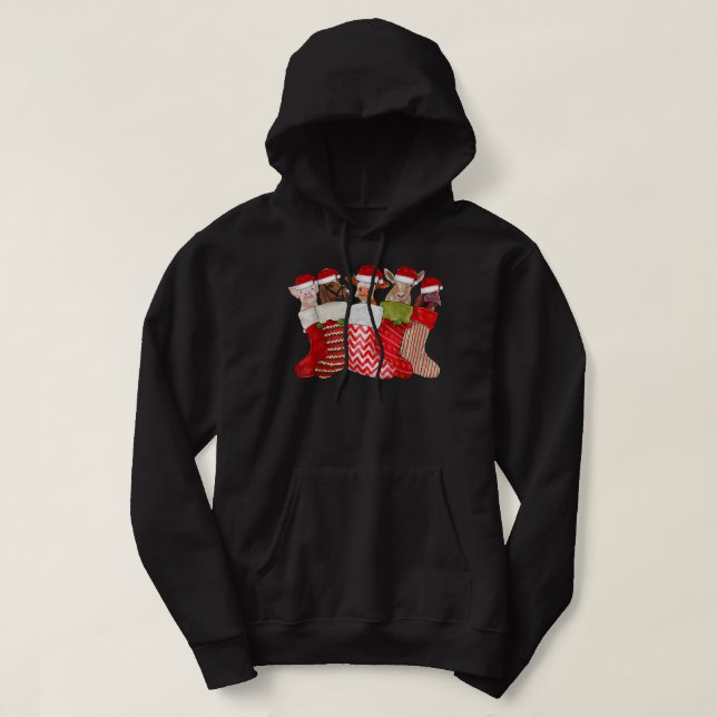 Christmas Socks Animals Horse Cow Goat Chicken Pig Hoodie (Design Front)