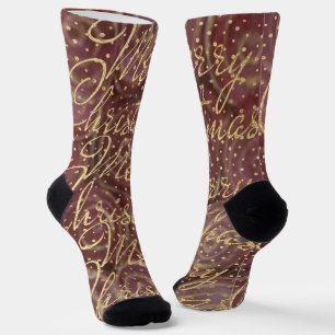 Christmas Socks Maroon Swirls
