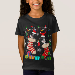 Christmas Socks Pajama Border Collie Dog Puppy Lov T-Shirt