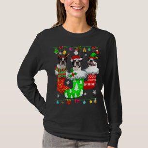 Christmas Socks Pajama Boston Terrier Dog Puppy Lo T-Shirt