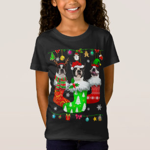 Christmas Socks Pajama Boston Terrier Dog Puppy Lo T-Shirt