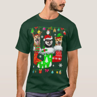 Christmas Socks Pajama Shiba Inu Dog Puppy Lover  T-Shirt