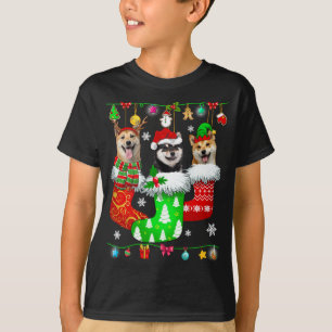 Christmas Socks Pajama Shiba Inu Dog Puppy Lover T-Shirt
