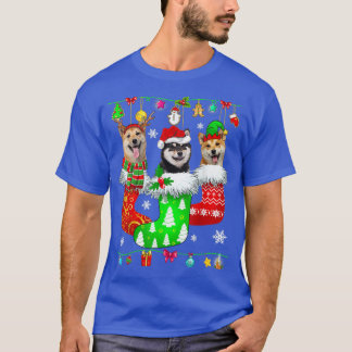 Christmas Socks Pajama Shiba Inu Dog Puppy Lover T-Shirt