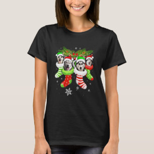 Christmas Socks Pajama Siberian Husky Dog Puppy T-Shirt