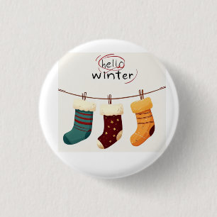 Christmas socks presents 3 cm round badge