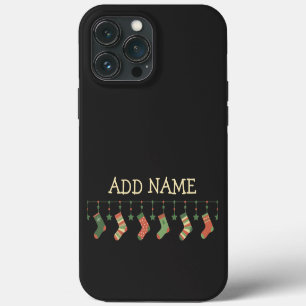 Christmas socks seasonal stockings add name iPhone 13 pro max case