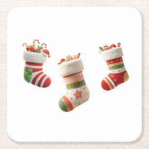 Christmas Socks Set – Cute Holiday Sock Designs Square Paper Coaster