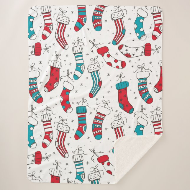 Christmas socks sherpa blanket (Front)