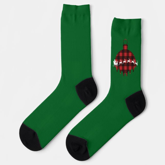 Christmas Socks with Santa Clause Ornament (Left)