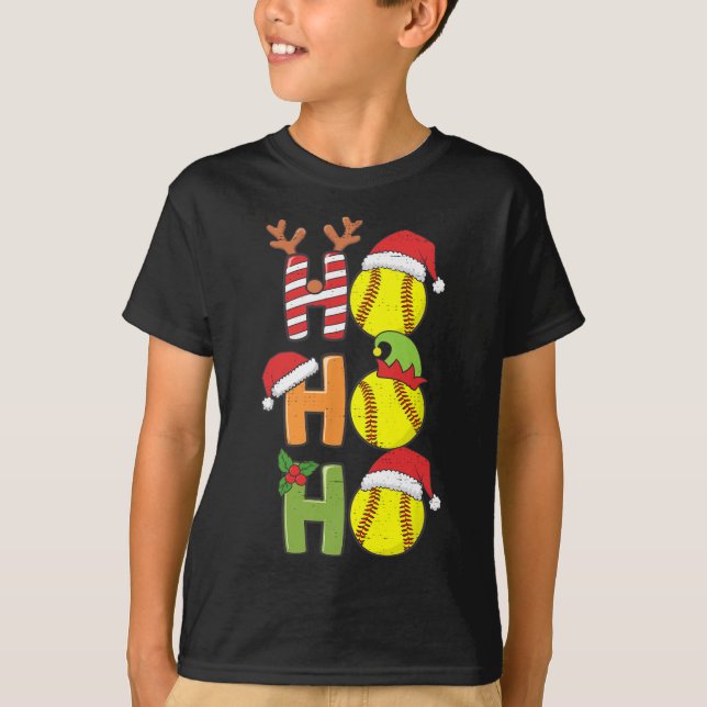 Christmas Softball Ho Ho Ho Softball Xmas Sport Me T-Shirt (Front)