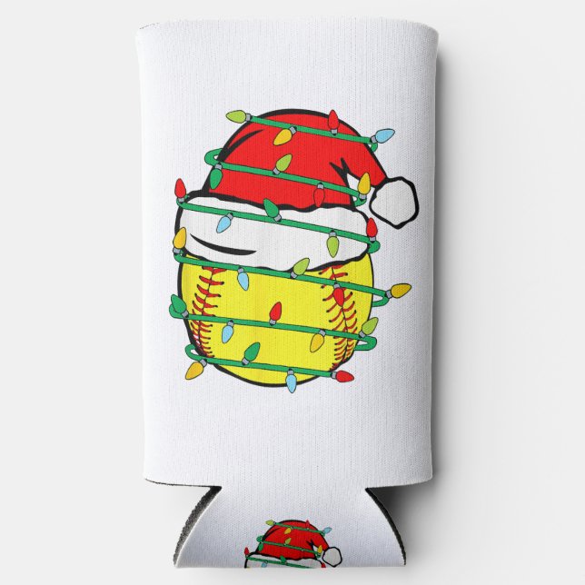 Christmas Softball  Seltzer Can Cooler (Front)