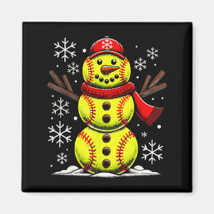 Christmas Softball Snowman Girls, Softball Christm Magnet