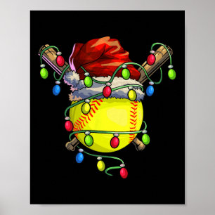 Christmas Softball Xmas Christmas Lights Softball  Poster