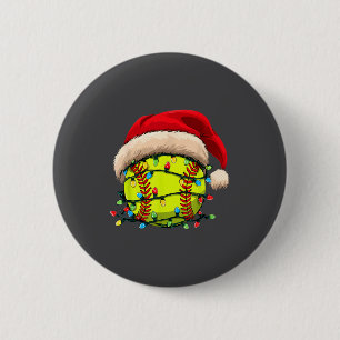 Christmas Softball Xmas Santa Srts Hat Mens Womens 6 Cm Round Badge