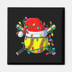 Christmas Softball Xmas Santa Srts Hat Mens Womens Magnet