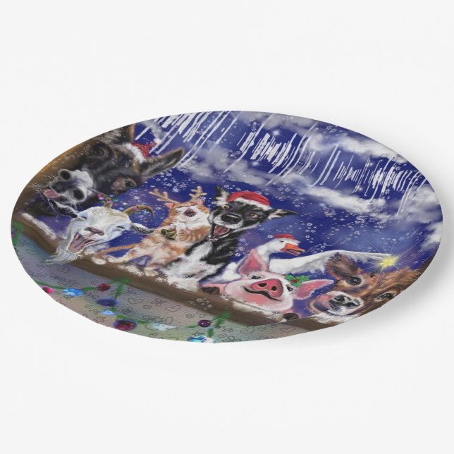 Christmas Song - Animal Party Paper Plate (Angled)
