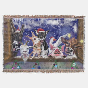 Christmas Song - Animal Party Throw Blanket