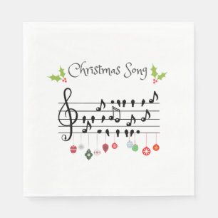 Christmas Song birds singing Napkin