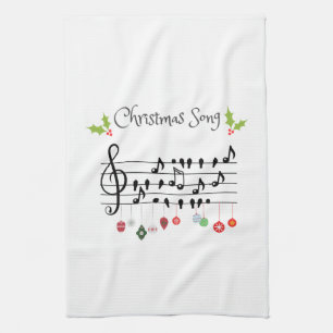 Christmas Song birds singing Tea Towel