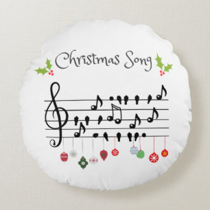 Christmas Song    Round Cushion