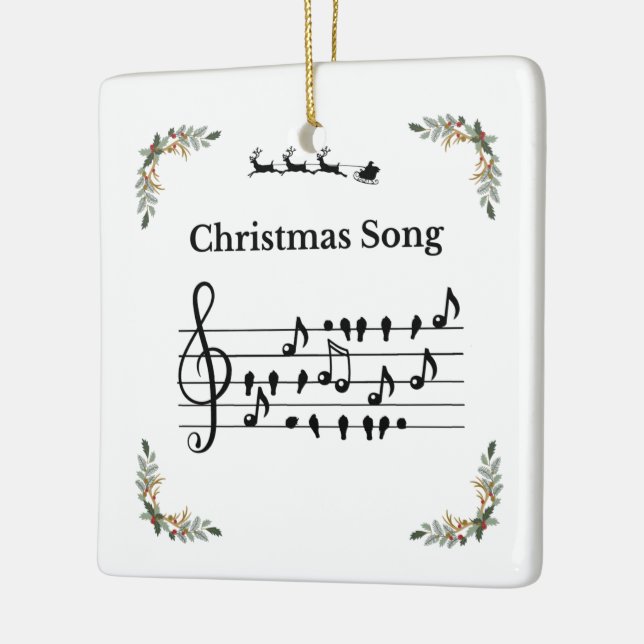 Christmas Song Santa  Ceramic Ornament (Left)