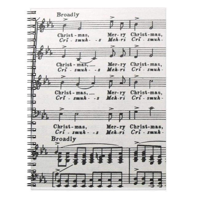 Christmas Song Sheet Music Spiral Notebook (Front)
