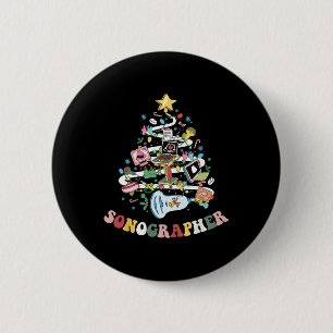 Christmas Sonographer Ultrasound Technologist Xmas 6 Cm Round Badge