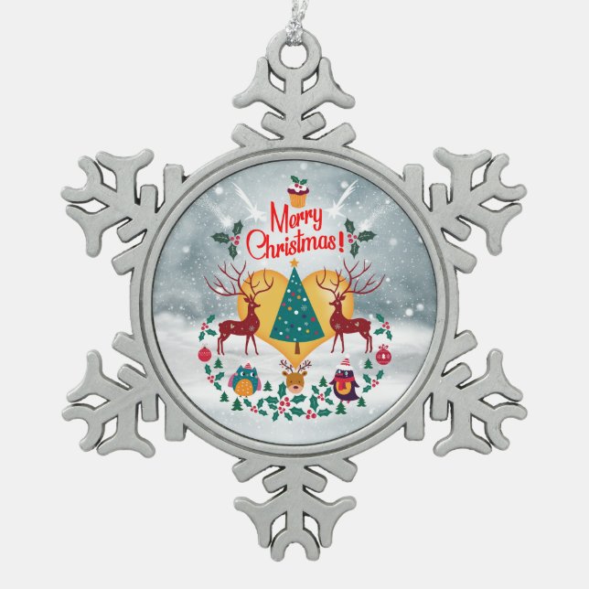 Christmas Soul Snowflake Pewter Christmas Ornament (Front)