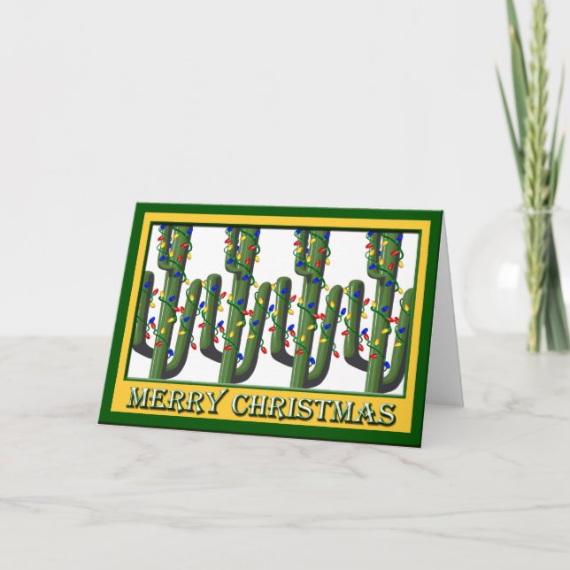 Christmas Southwest Cactus Trees Greeting Card (Front)