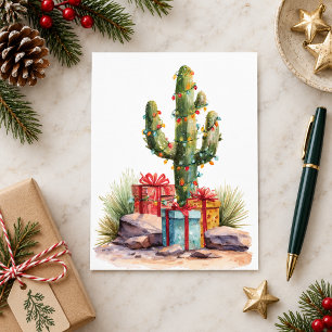 Christmas Southwest Desert Cactus Postcard