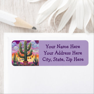 Christmas Southwest Saguaro Cactus Return Address