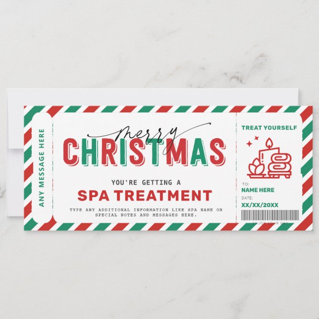 Christmas Spa Gift Voucher Certificate Massage  Invitation (Front)